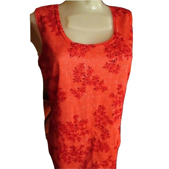 Vintage TanJay Sleeveless Floral Red Tank Blouse Top Made In Canada Womens M - Picture 1 of 5